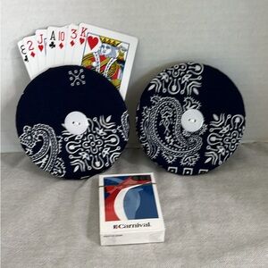 Playing card holder with vintage Carnival cruise line playing cards